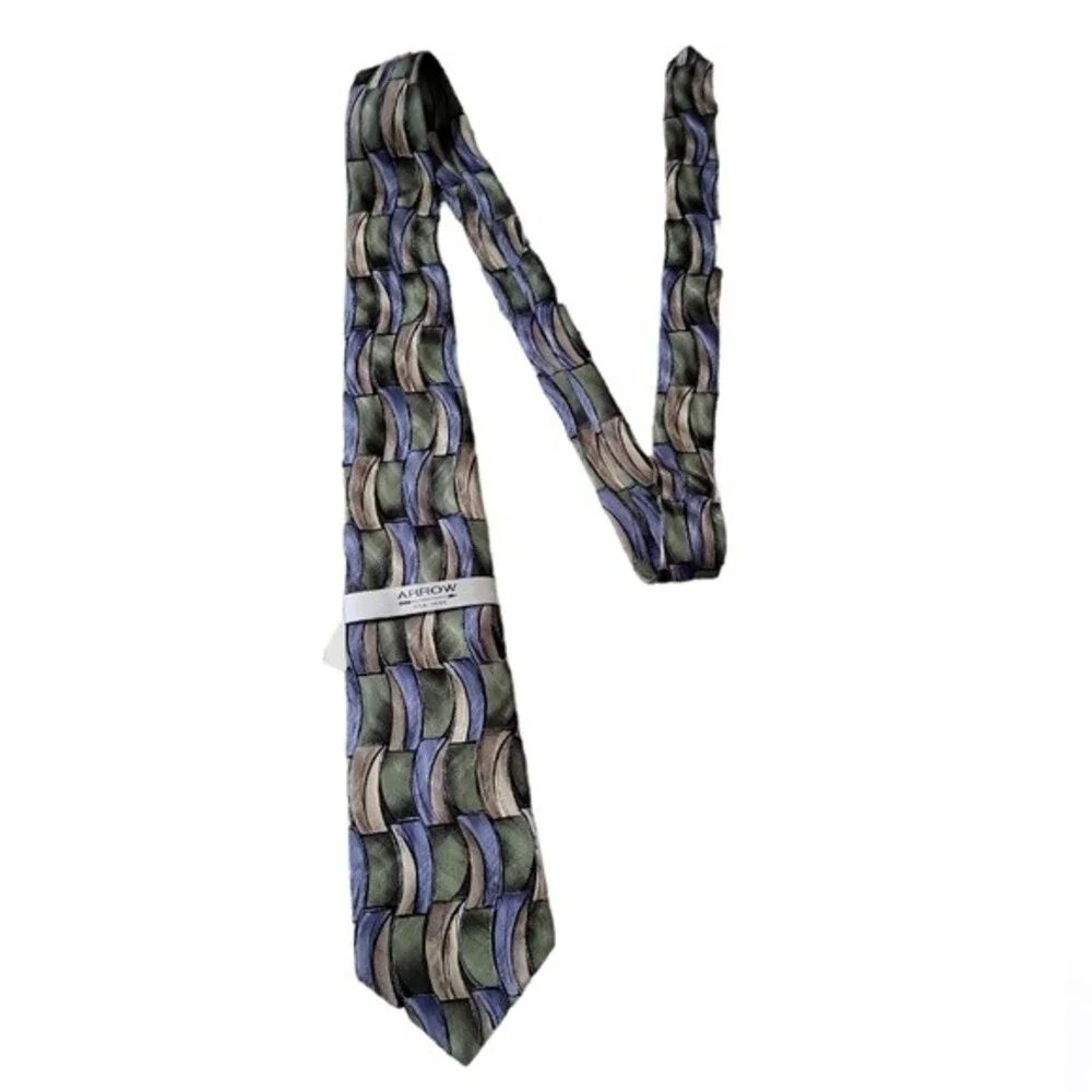 NWT Arrow men's Phoenician tide silk tie, green